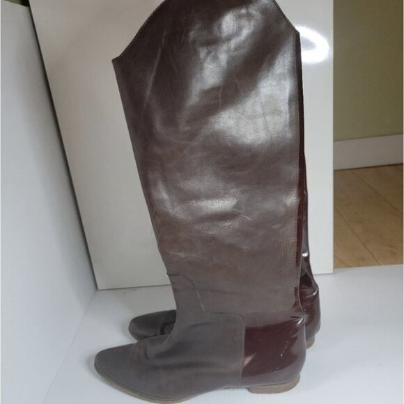 PROENZA Schouler knee high leather boots patent trim brown size 6 - Picture 4 of 16